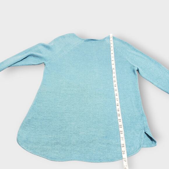 Eileen Fisher 100% Linen Raglan Sweater Turquoise Blue Small Pullover Casual - Picture 12 of 12